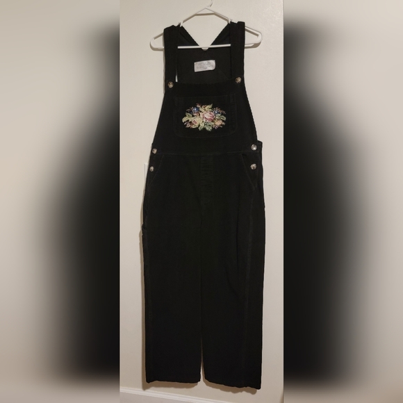 Victorian Trading Co. Embroidered Corduroy Wide Leg Womens Overalls Sz M Y2K 90s - Picture 6 of 13